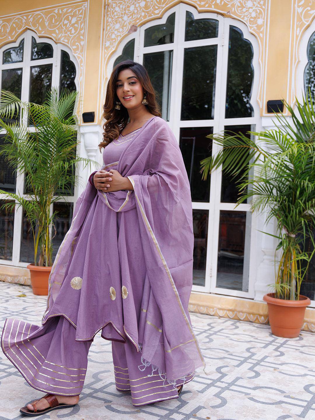 Dusty Lavender Kurta Set - qivii