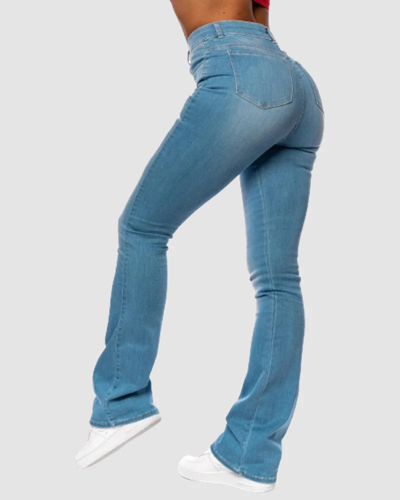 High Waisted Slim Stretch Skinny Flare Jeans  - By Qivii