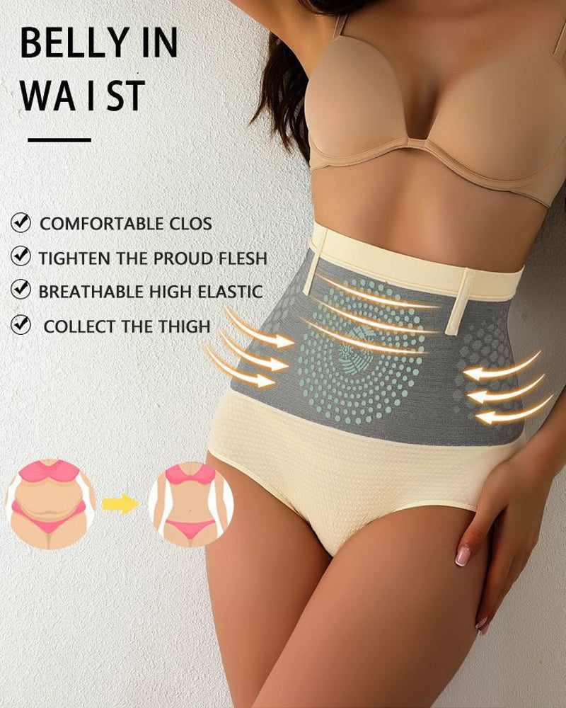 Women's Magnetic Therapy Warm Uterus Panties Seamless High Waist Abdomen Control Briefs  - By Qivii