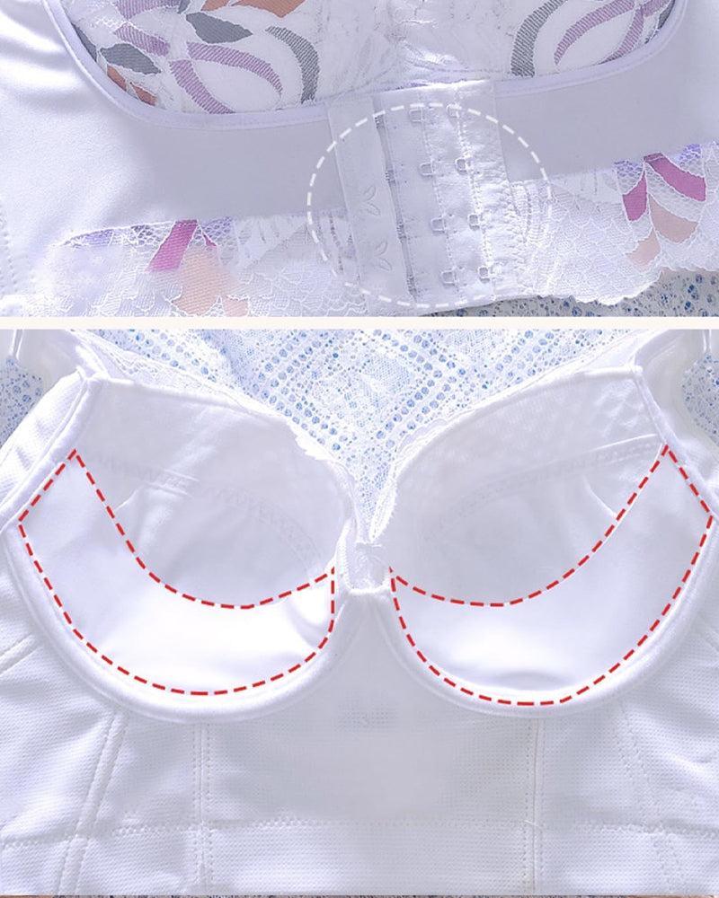 Women Side Support Longline Corset Wire-free Push Up Bra Adjustable Wide Straps  - By Qivii