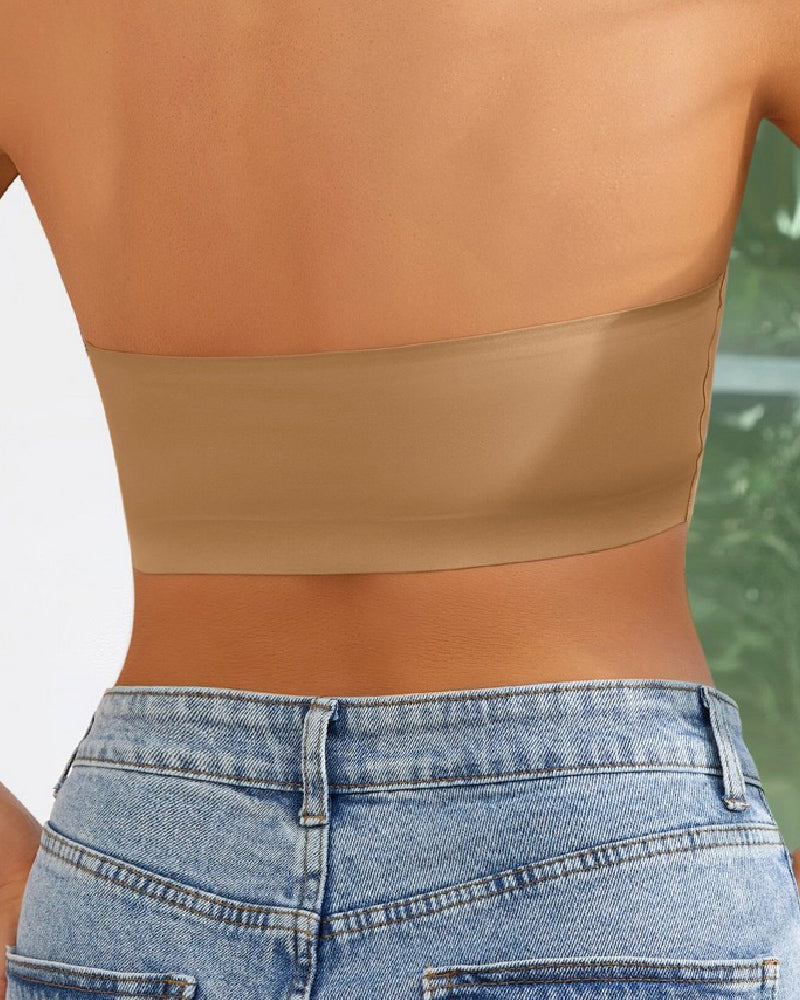 Wireless Strapless Bandeau Bra Seamless Stretch Non Padded Push Up Bralette  - By Qivii