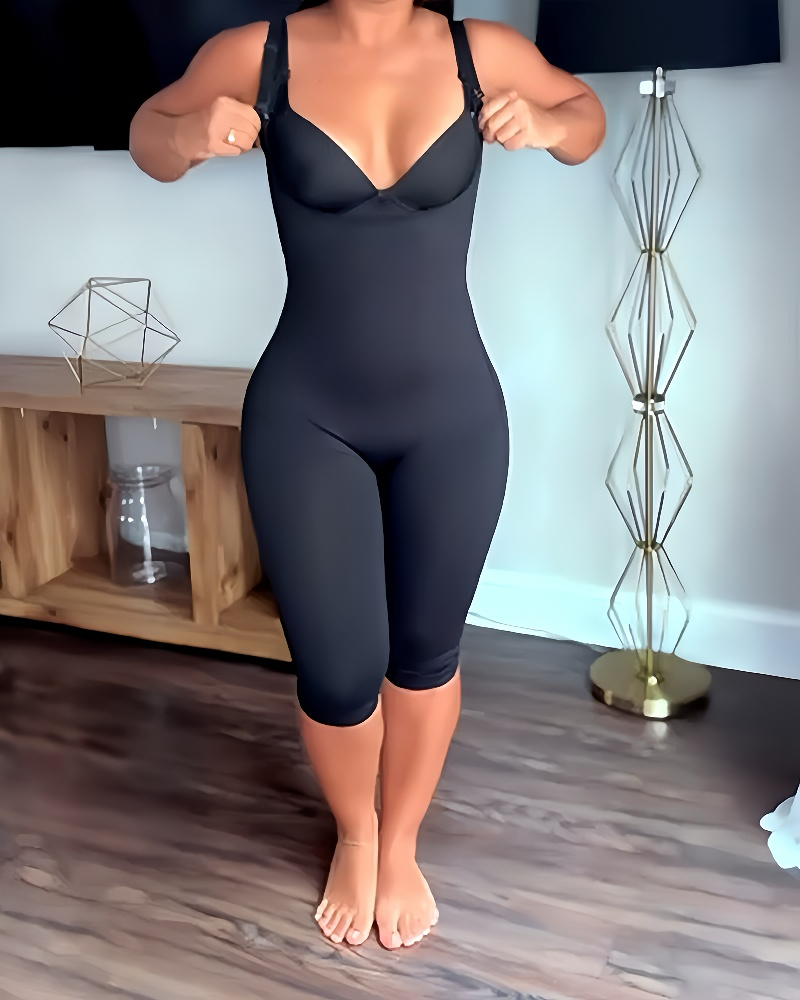 Shapshe® Slimming Open Bust Adjustable Shoulder Straps Jumpsuit Bodyshaper  - By Qivii