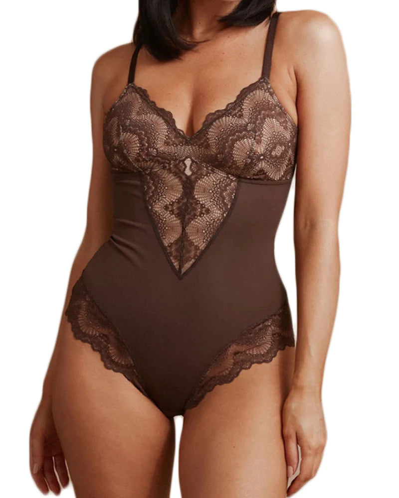 Sculpting One Piece Lace Shapewear Bodysuits  - By Qivii