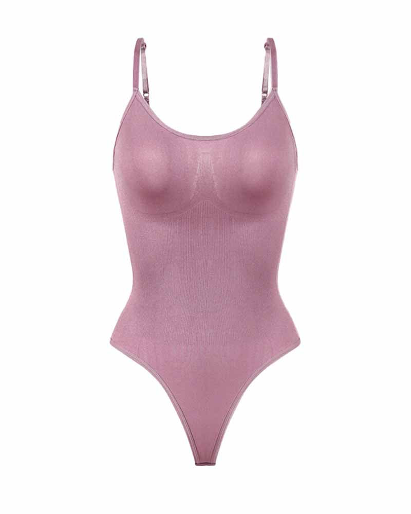 Seamless Round Neck Tummy Control Thong Tank Top Body Shaper Bodysuits  - By Qivii
