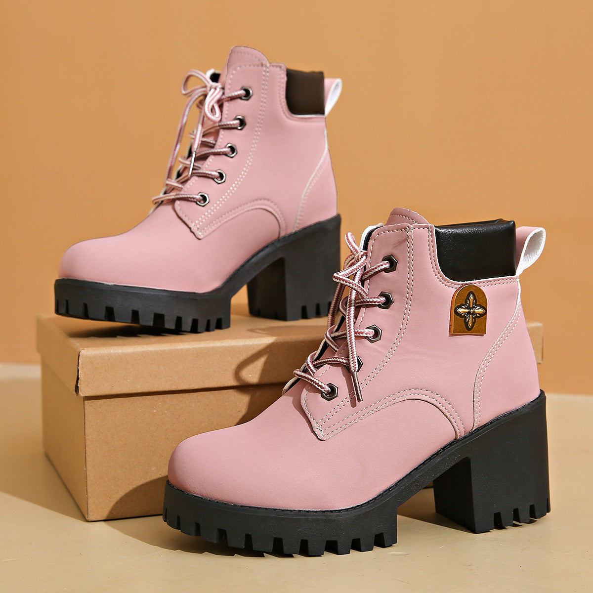 Women's Cowhide Metropolitan Combat Boot - Waterproof Block Heel Ankle Boots with Extended Sizes (US 4-10) & Commuter-Ready Traction
