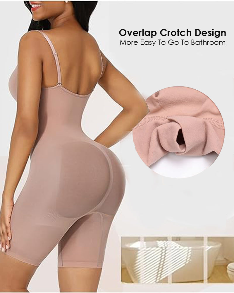 Seamless Light Support Tummy Control Thigh Slimmer Bodysuit Shapewear  - By Qivii
