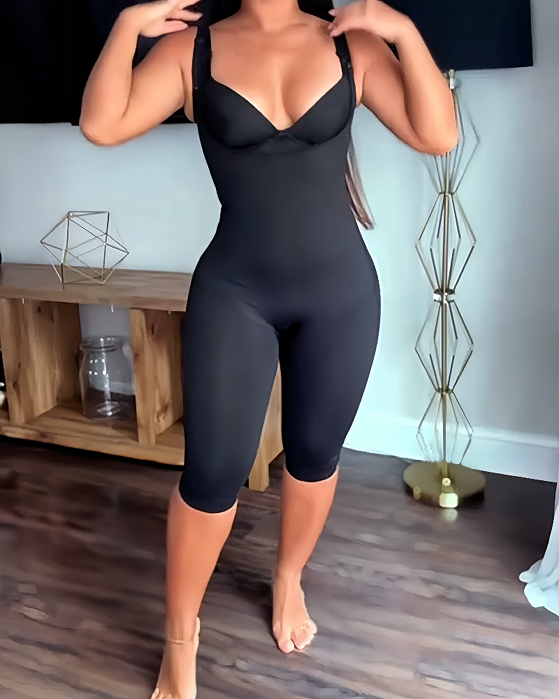 Shapshe® Slimming Open Bust Adjustable Shoulder Straps Jumpsuit Bodyshaper  - By Qivii