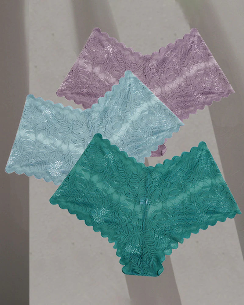 Sexy Floral Lace Lingerie Low rise Plus Size Panties  - By Qivii