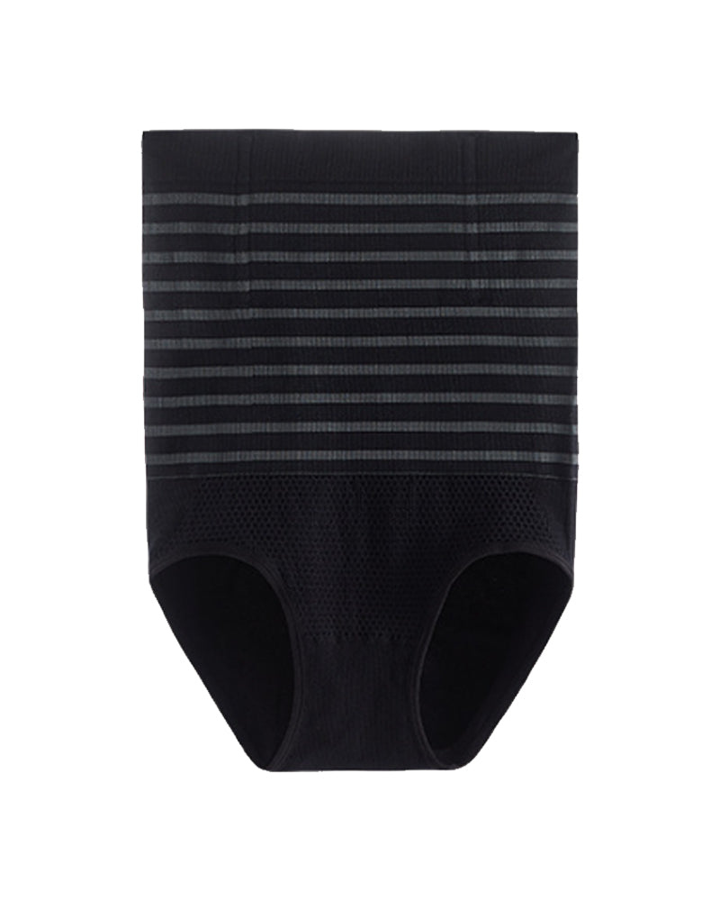 Women's High Waisted Striped Belly Bump Shapewear Panties Butt Lifter Briefs  - By Qivii