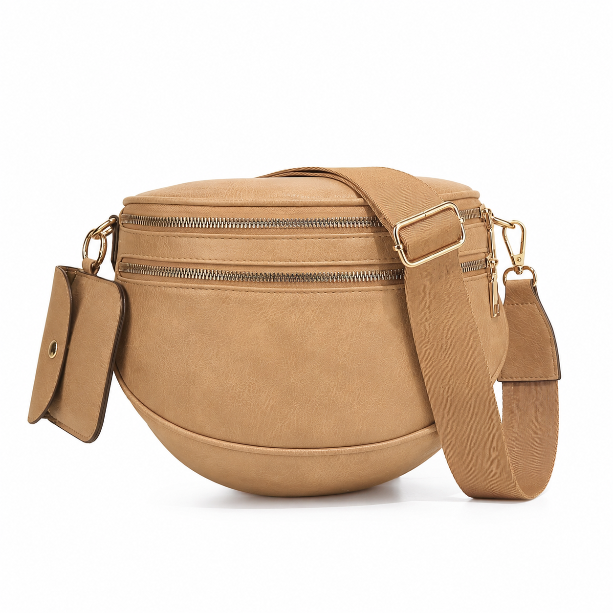 Ounamei Vegan Leather Crossbody Bum Bag for Women with Mini Pouch | Small & Large Sizes