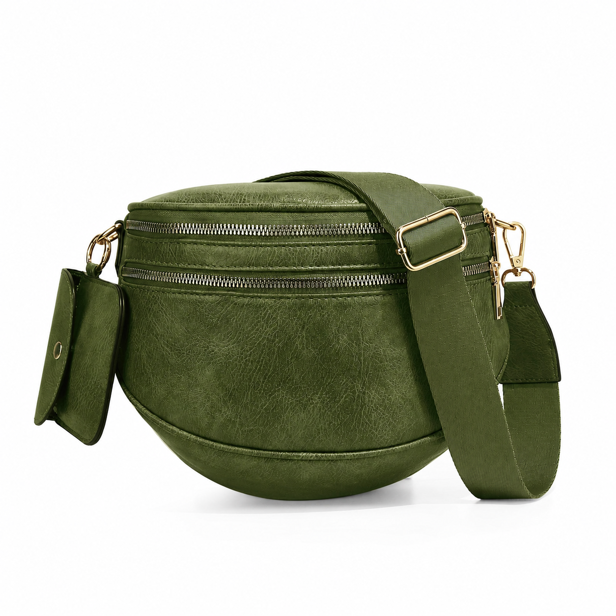 Ounamei Vegan Leather Crossbody Bum Bag for Women with Mini Pouch | Small & Large Sizes