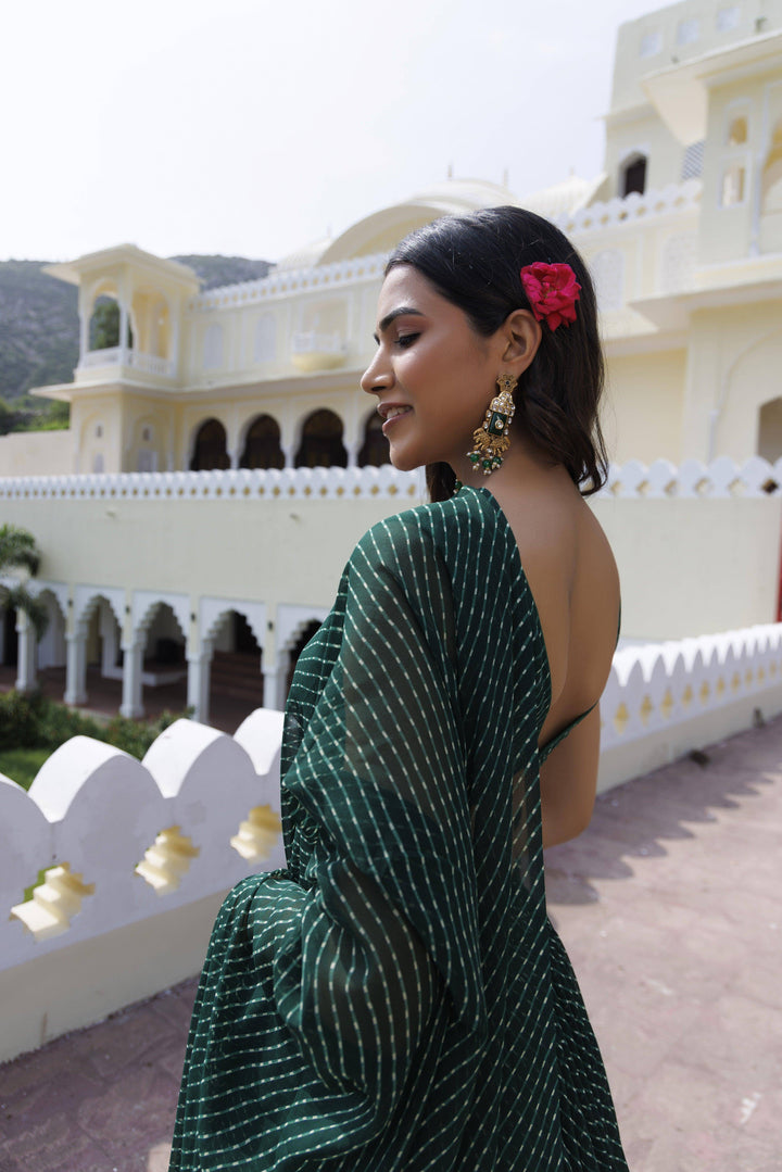 Emerald Green Leheriya Lehenga Set - qivii