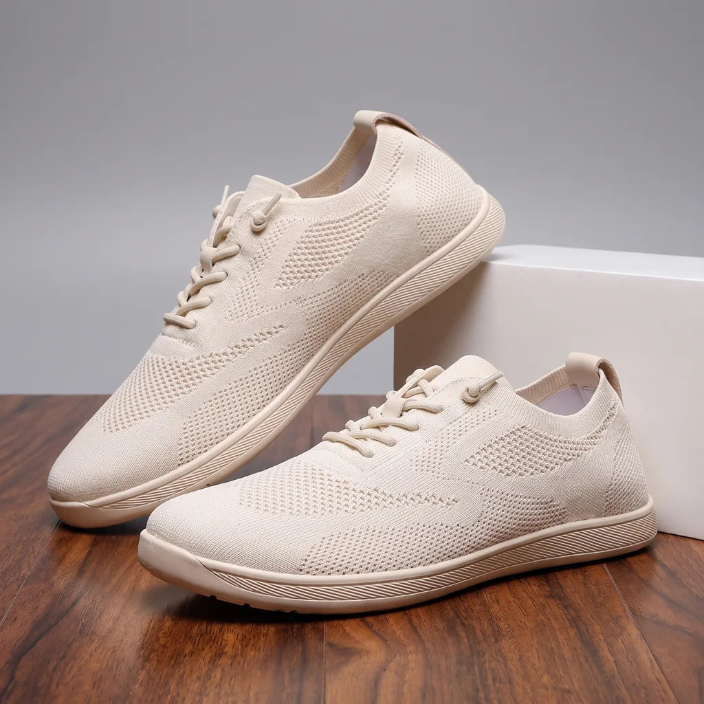 Beige men's barefoot sneakers from Ethan by Qivii, designed for comfort and minimalism in Hudson Ridge men's footwear collection.