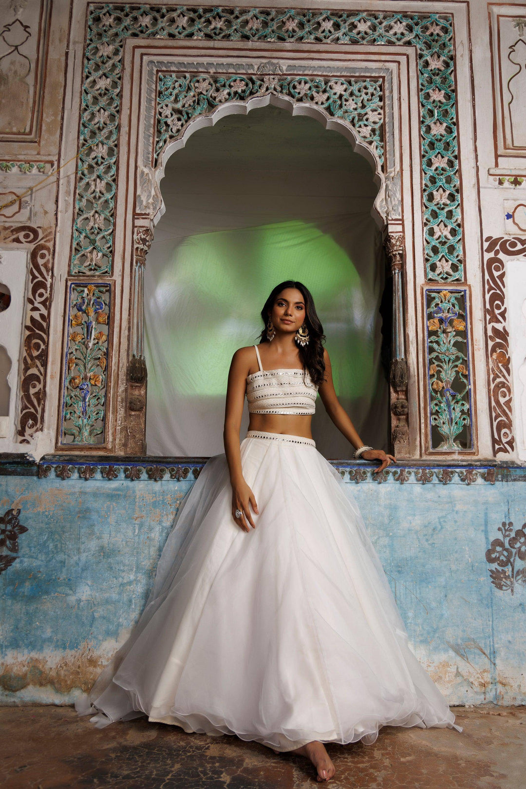 Ethereal White Lehenga Set - qivii