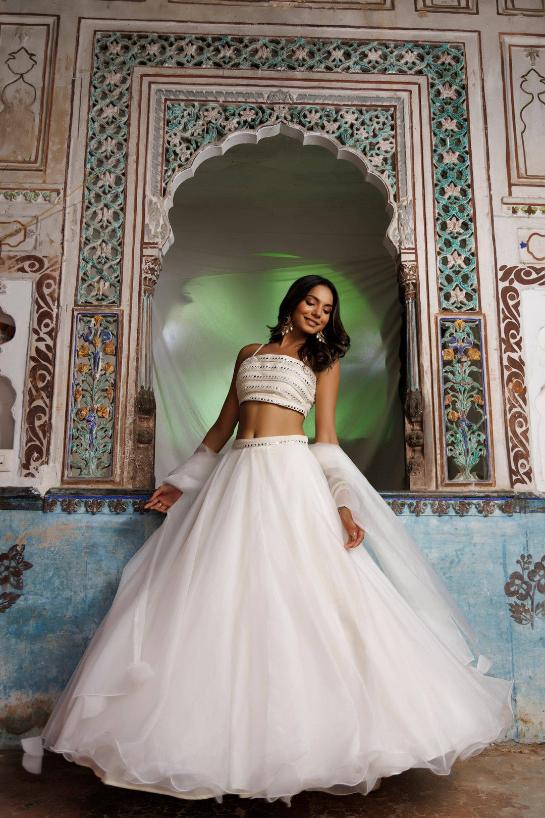 Ethereal White Lehenga Set - qivii