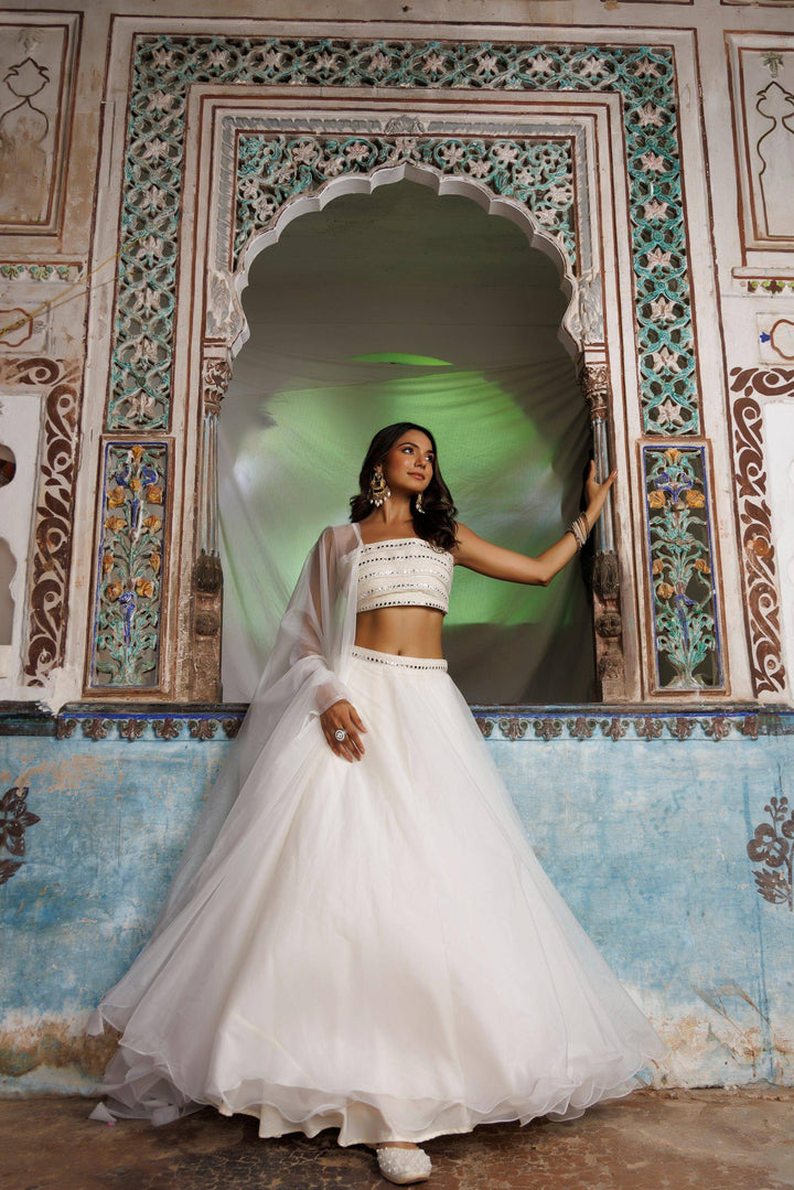 Ethereal White Lehenga Set - qivii