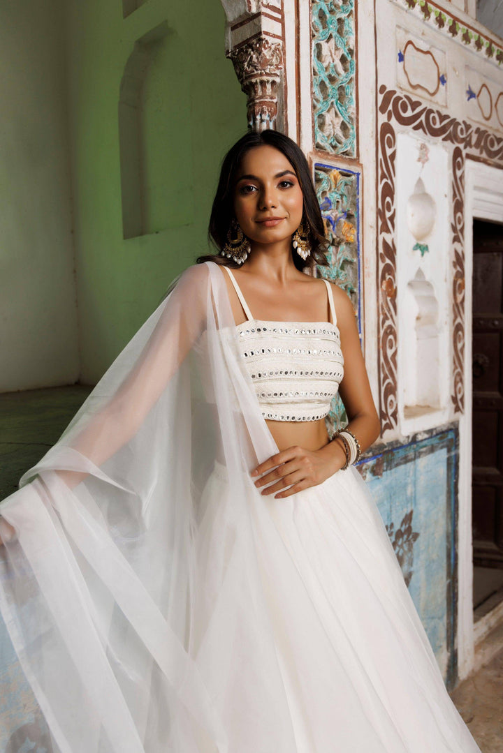 Ethereal White Lehenga Set - qivii