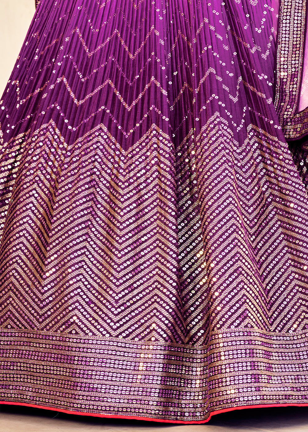 Shades Of Purple Soft Net Lehenga Choli with Sequins & Thread Embroidery work | Ready To Wear - qivii