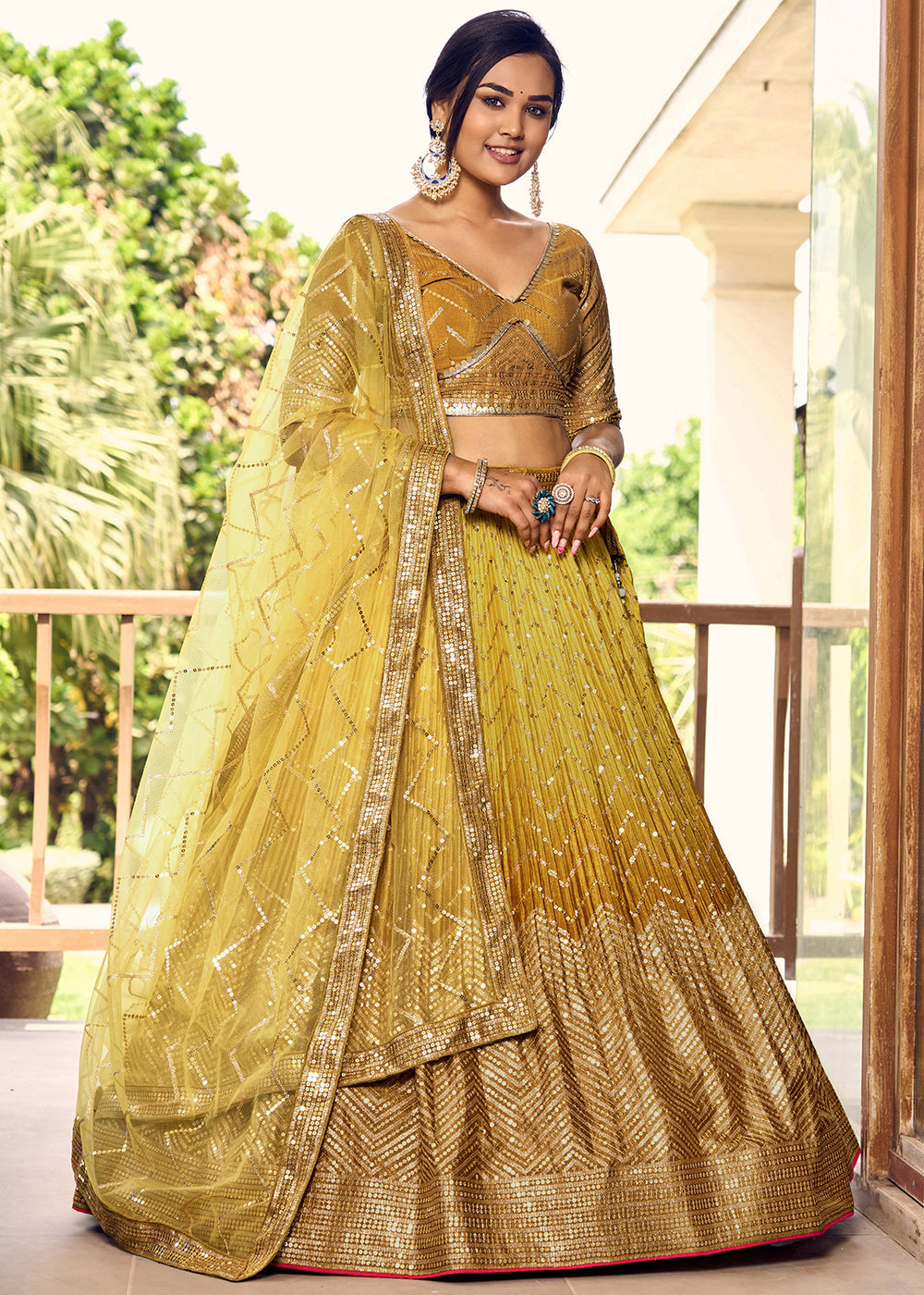 Shades Of Yellow Soft Net Lehenga Choli with Sequins & Thread Embroidery work | Ready To Wear - qivii