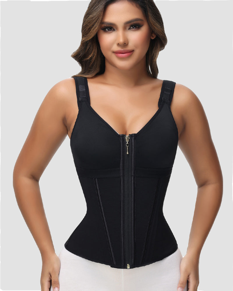 Shapshe® Fajas Colombianas Zip Front Steel Bone Tummy Control Waist Trainer  - By Qivii