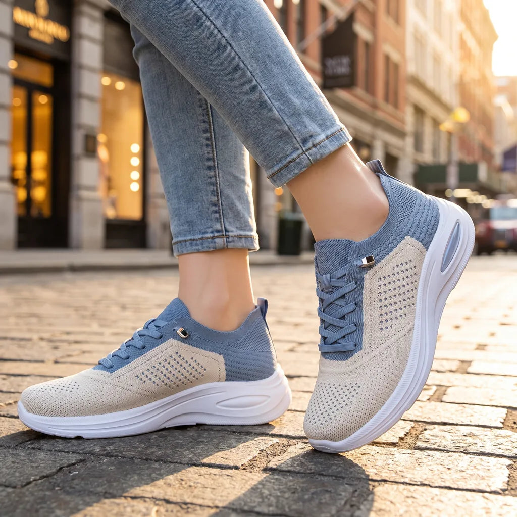 Women's orthopedic mesh sneakers by Qivii, in multi-color, with breathable mesh upper and supportive sole for comfortable walking.