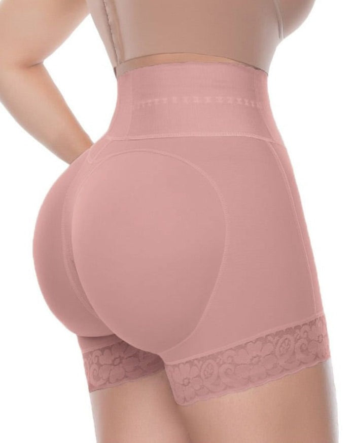 Shapshe® Double Compression High Waisted BBL Shorts With Mid-section Tummy Control Panties  - By Qivii