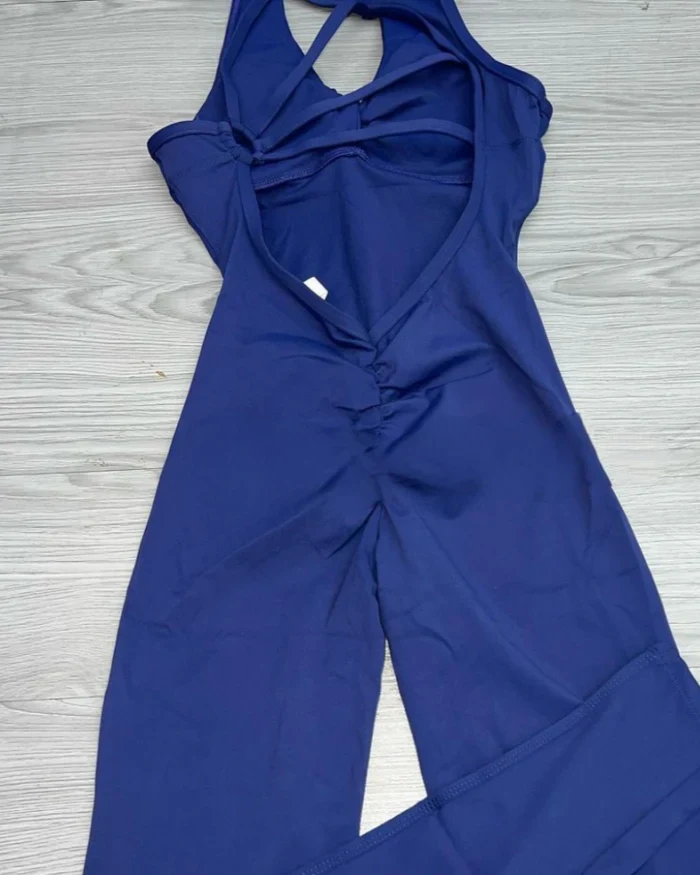 Women's Beautiful Back Sleeveless Elastic Tights Jumpsuit  - By Qivii