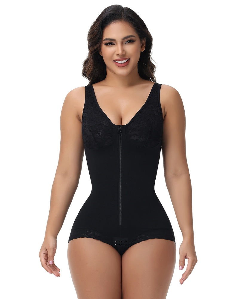 Shapshe® Fajas Colombianas Lace Bust Post Surgery Zipper BBL Compression Shapewear  - By Qivii
