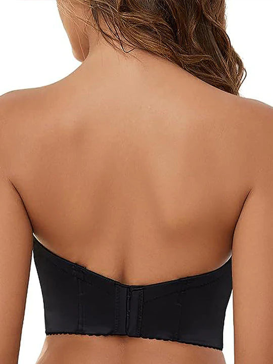 Non-Slip Strapless Bra for Women with Low Back and Long Multi-way Push-up Bra  - By Qivii