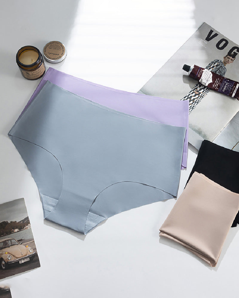 Women's Seamless Ice Silk Breathable Comfortable Triangle Mid-waist Panties  - By Qivii