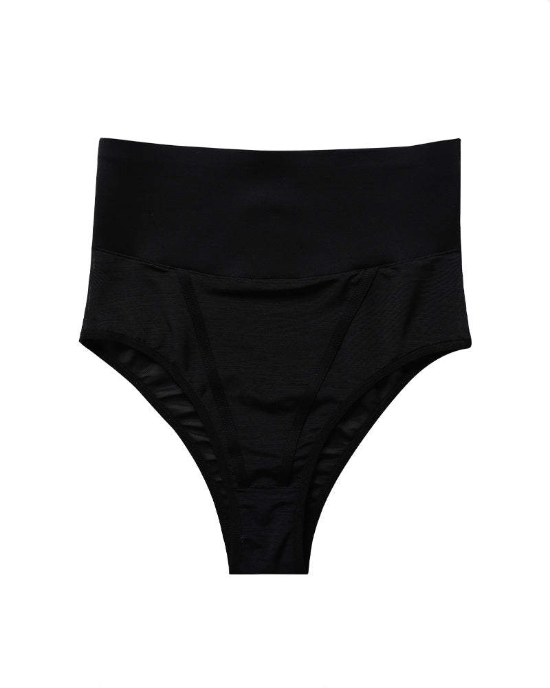 Mesh Waist Cincher Shaping Panties Pure Cotton Crotch Antibacterial Thong  - By Qivii