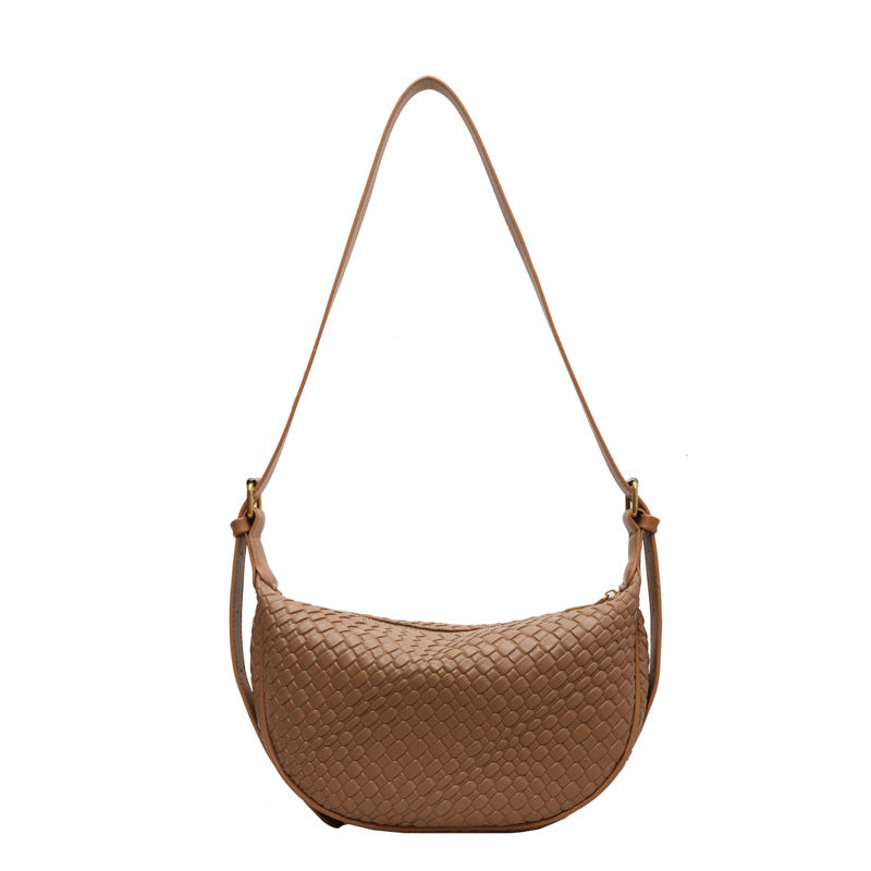 Women's Riviera Bias-Weave Crescent - Convertible Shoulder to Crossbody in French-Inspired Grain