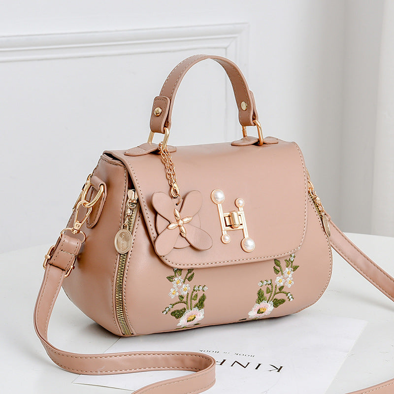 Women's Elegant Embroidered Flap Bucket Bag – Stylish Convertible Crossbody Shoulder Bag