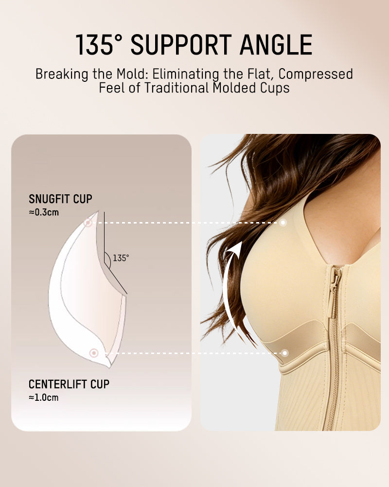 Underwire Front Zipper Corset Shaping Bra with Adjustable Straps
