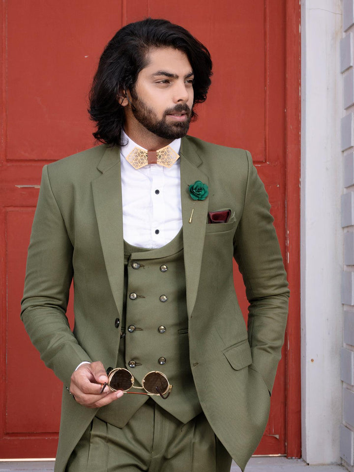 Fabulous Green Color Men's Single Breasted Blazer