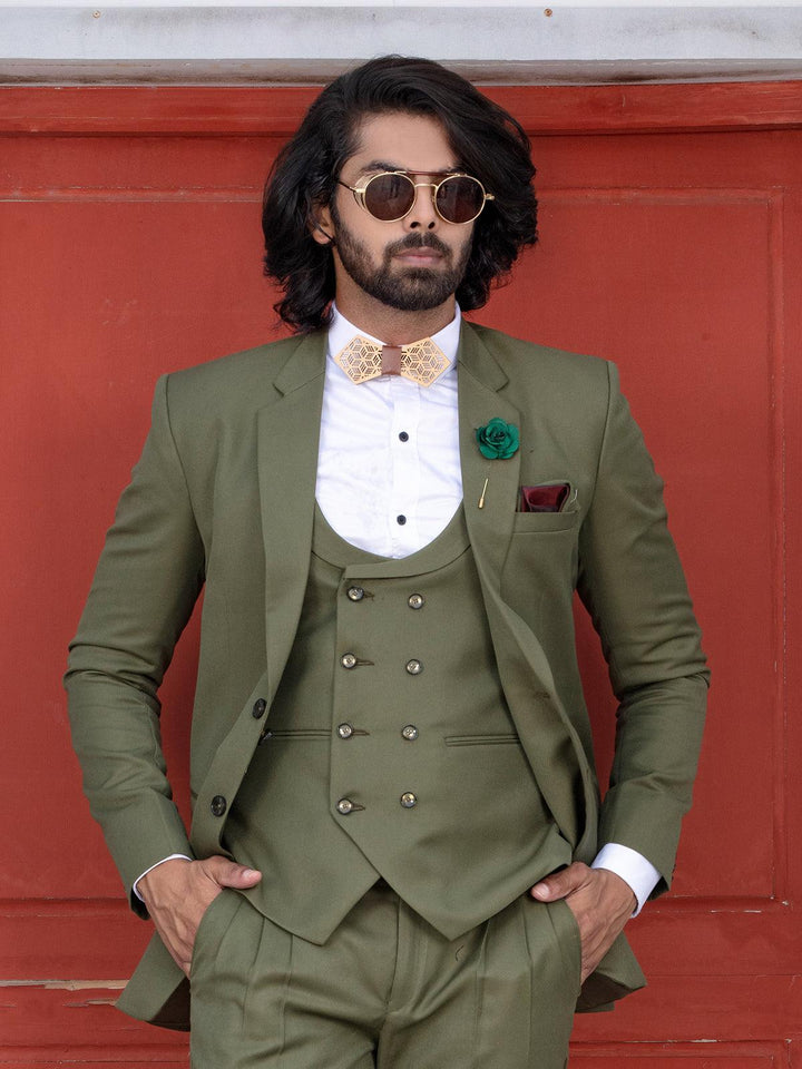 Fabulous Green Color Men's Single Breasted Blazer