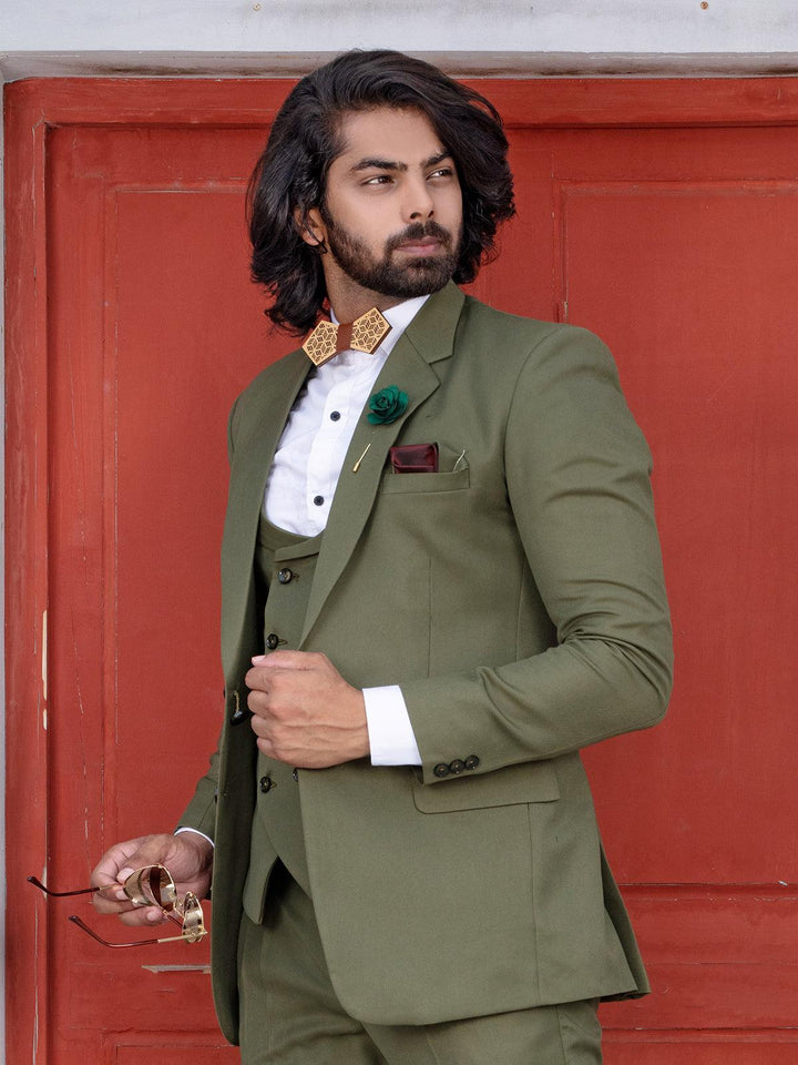 Fabulous Green Color Men's Single Breasted Blazer