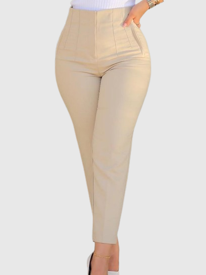 Women's Tailored Pleat High Waist Side Pocket 9-point Pants  - By Qivii