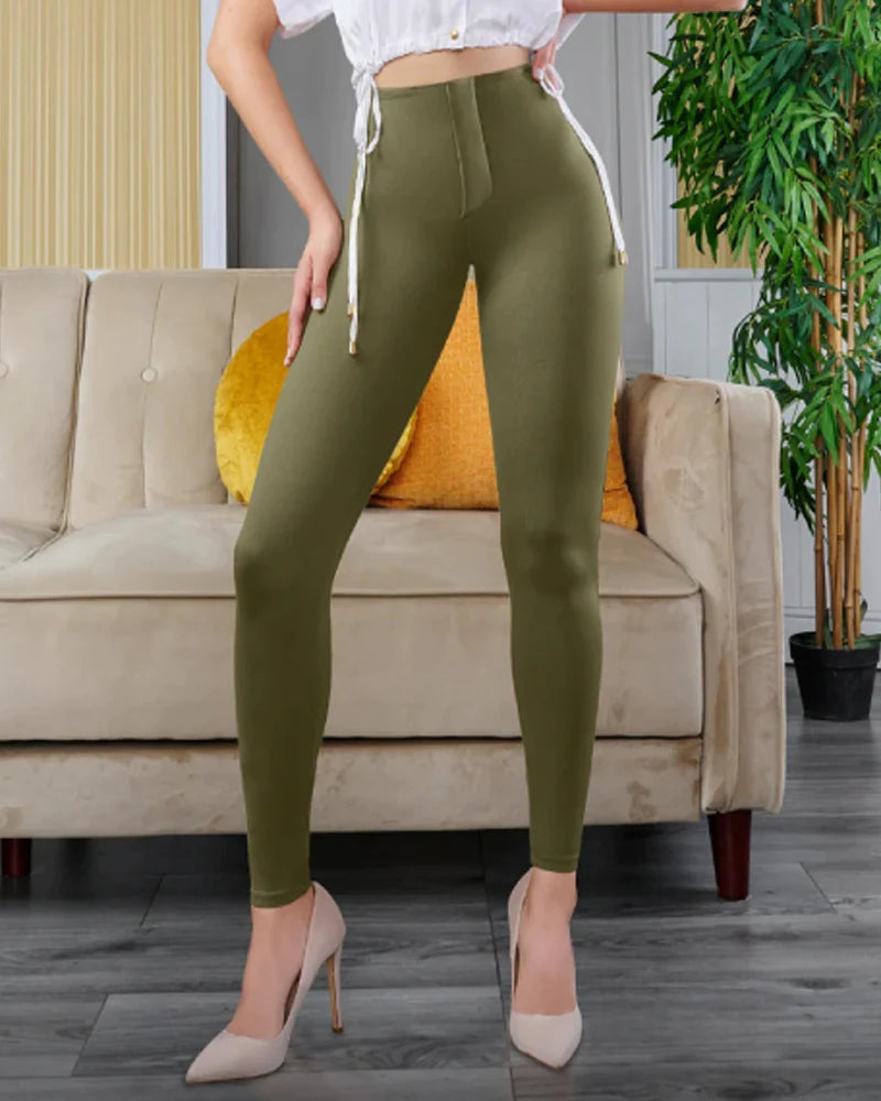Elasticity Tummy Control High Waist Shaping Butt Lifting Slimming Leggings  - By Qivii