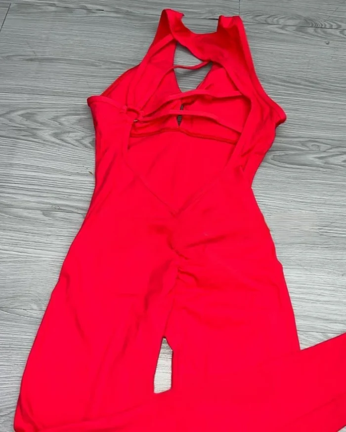 Women's Beautiful Back Sleeveless Elastic Tights Jumpsuit  - By Qivii