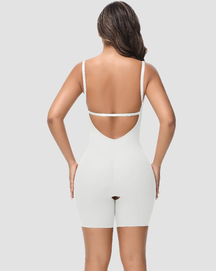 Shapshe® Women's U Plunge Strapless Tummy Control Bodysuit Low Back Built In Bra Shapewear  - By Qivii