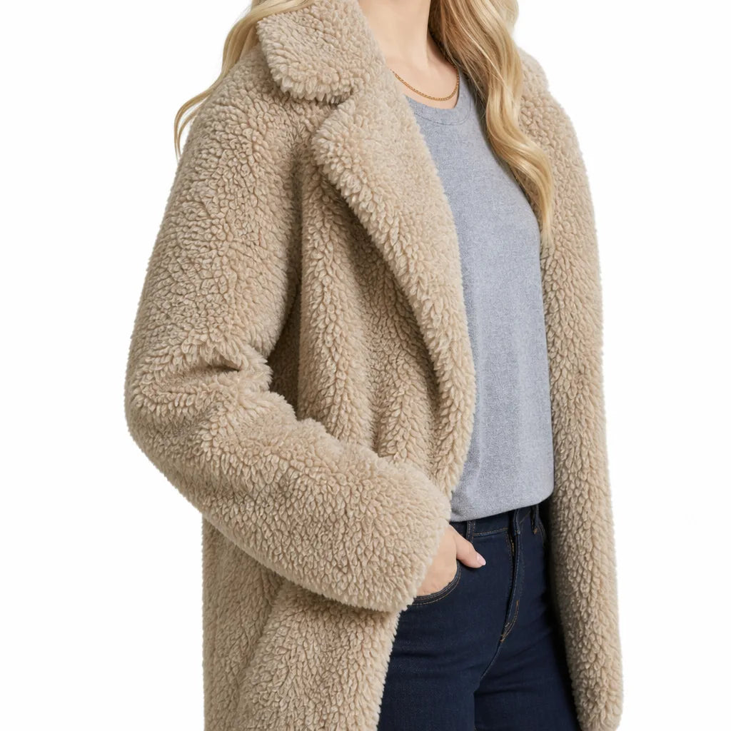 Fenna | Womens Plush Longline Teddy Coat for Fall