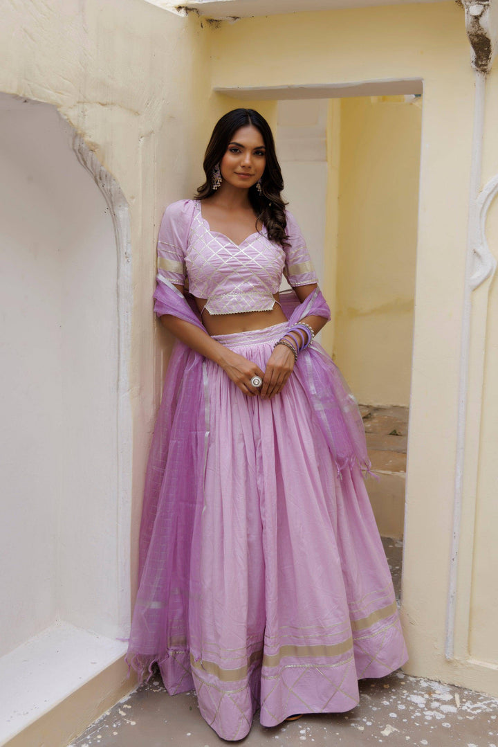 Festival Bloom Lilac Lehenga Set - qivii