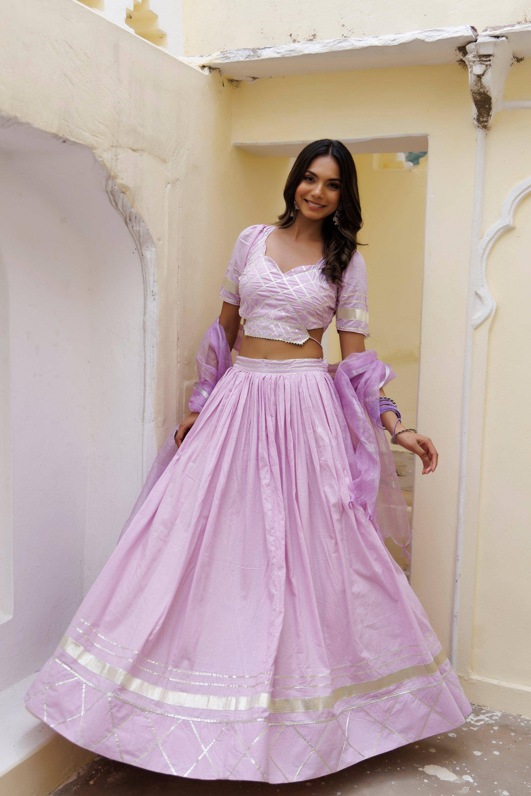 Festival Bloom Lilac Lehenga Set - qivii