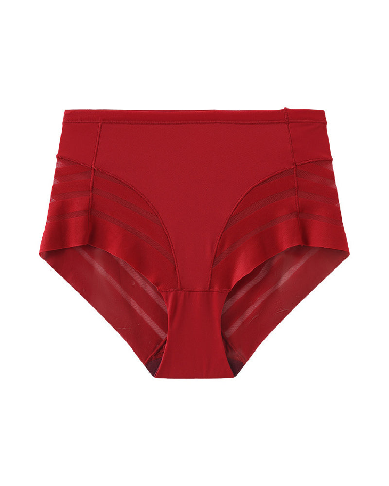 Lace Stripe Undetectable High Waist Briefs Underpants  - By Qivii