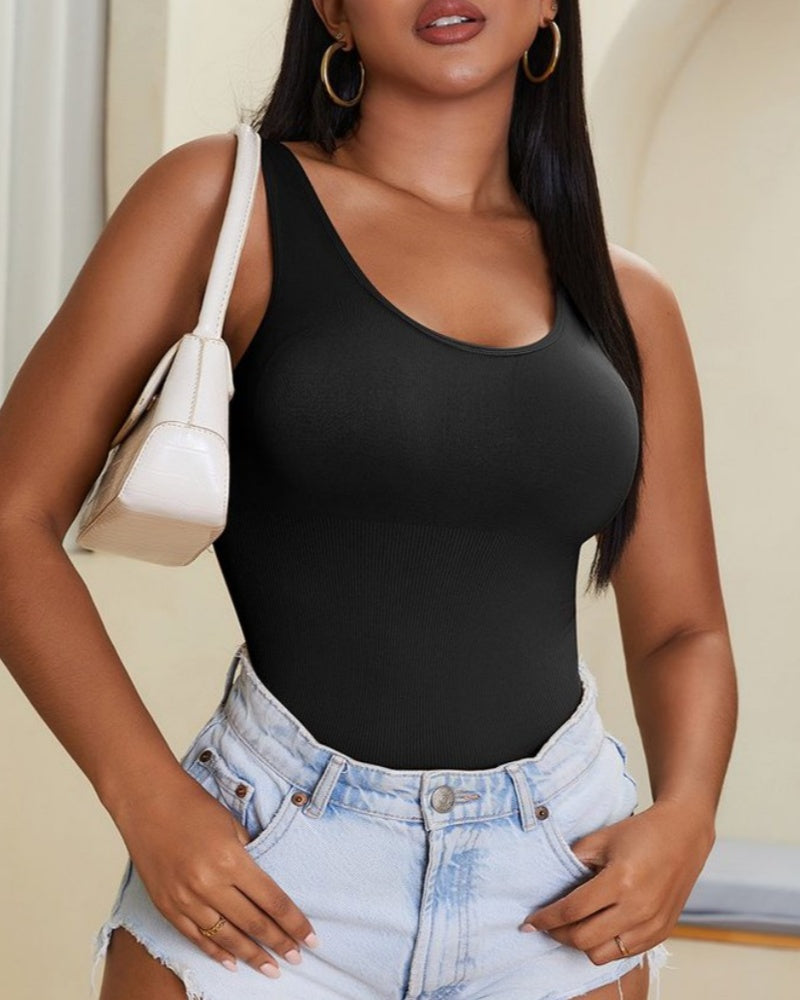 Sexy U-Back Tummy Control Shapewear Thong Bodysuit  - By Qivii