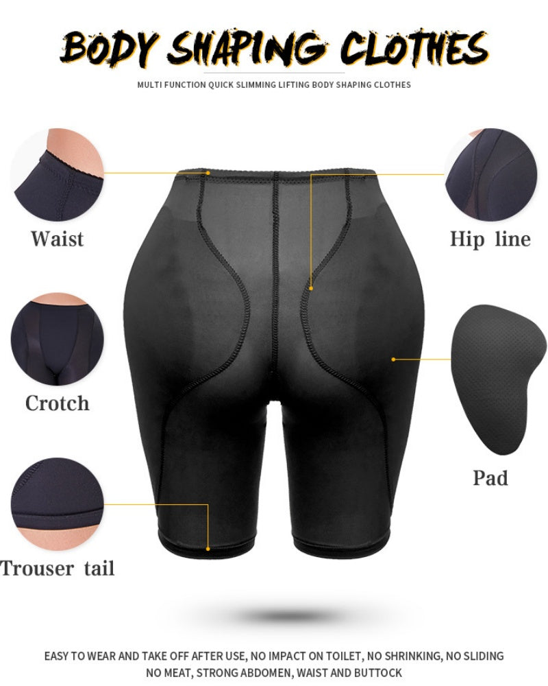 Mesh High Waisted Hip Lifting Shaping Shorts With Sponge Pad  - By Qivii