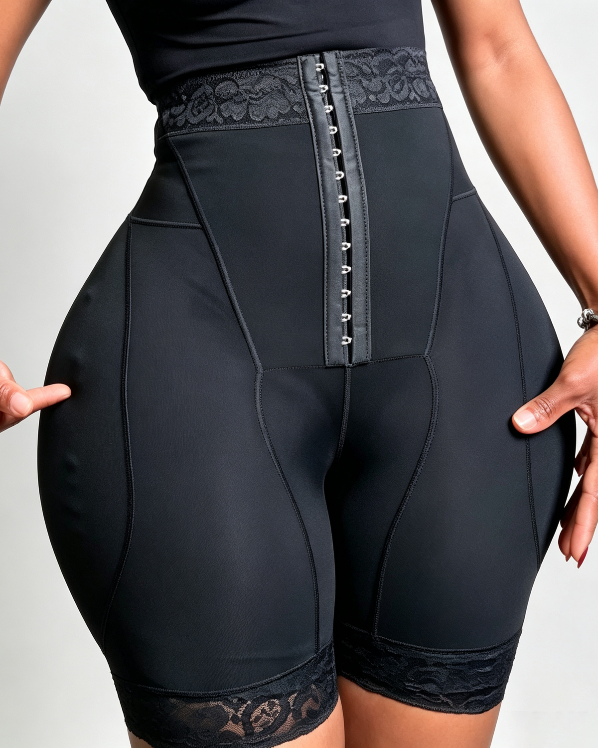 High Waist Tummy Control Butt Lifting Mid Thigh Mesh Shaper Shorts