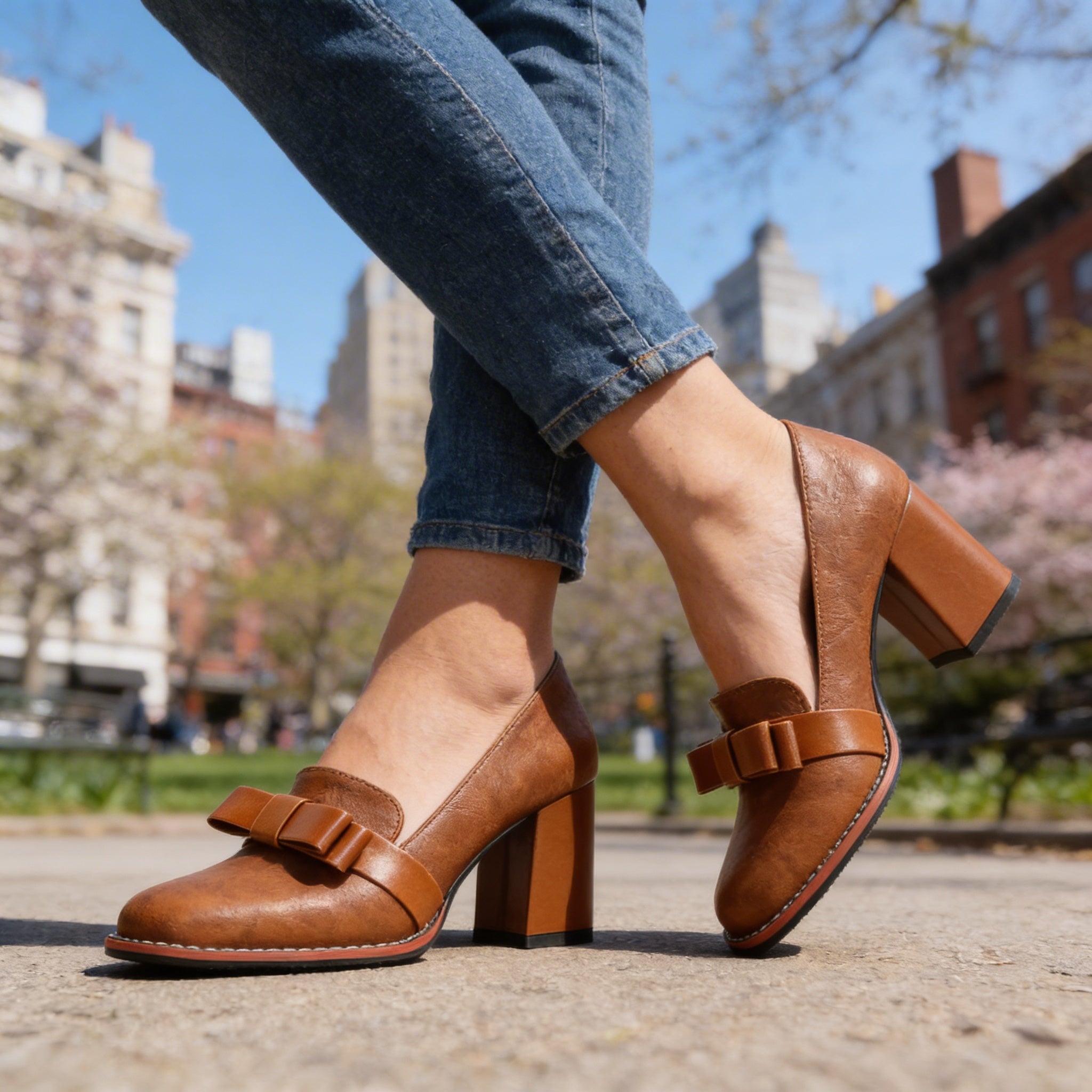 Abigail Bow Strap Loafers