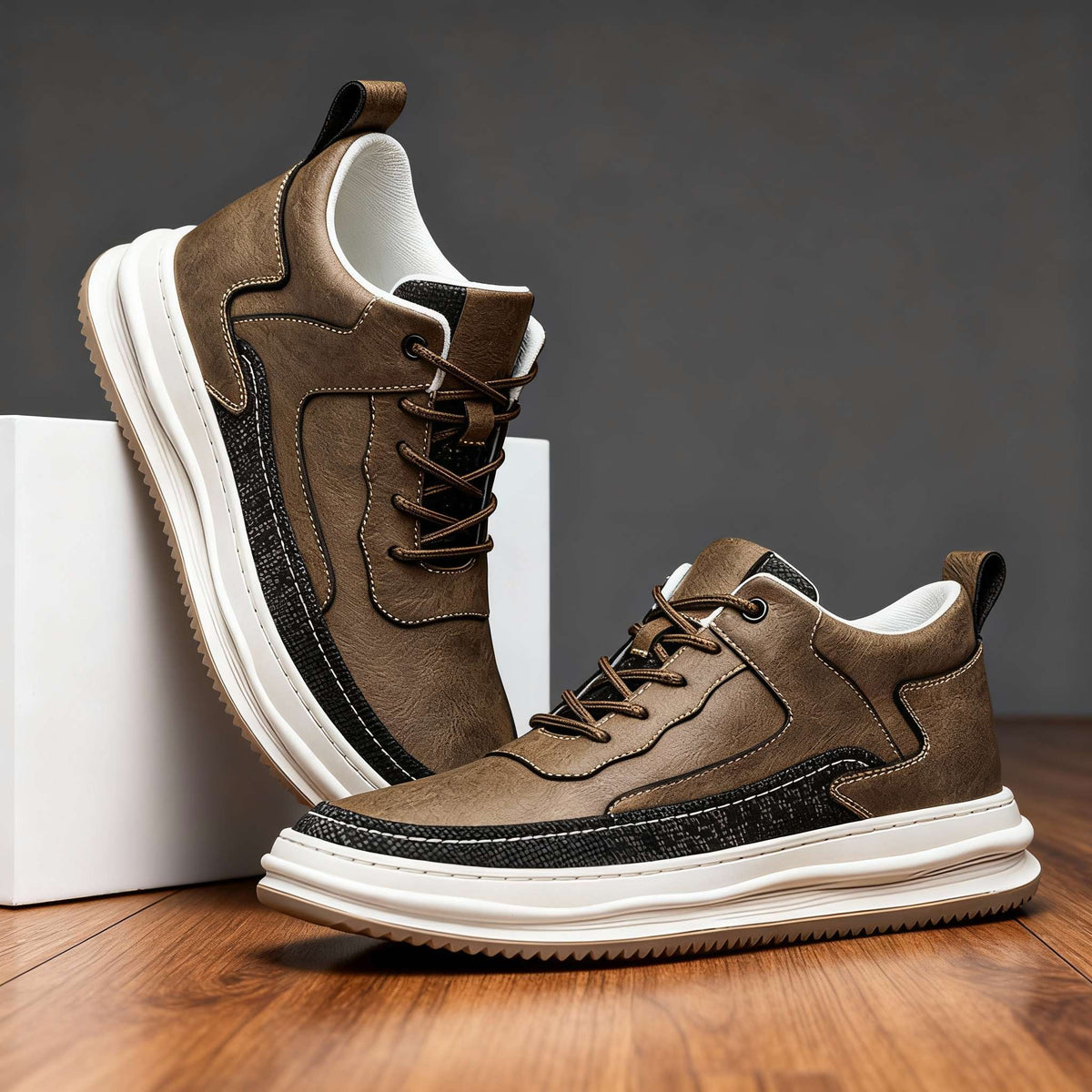 Travis Page | men's Leather Sneakers  - By Qivii